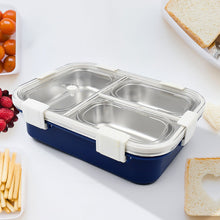 3 Compartment Transparent Stainless Steel Lunch Box for Kids, Tiffin Box