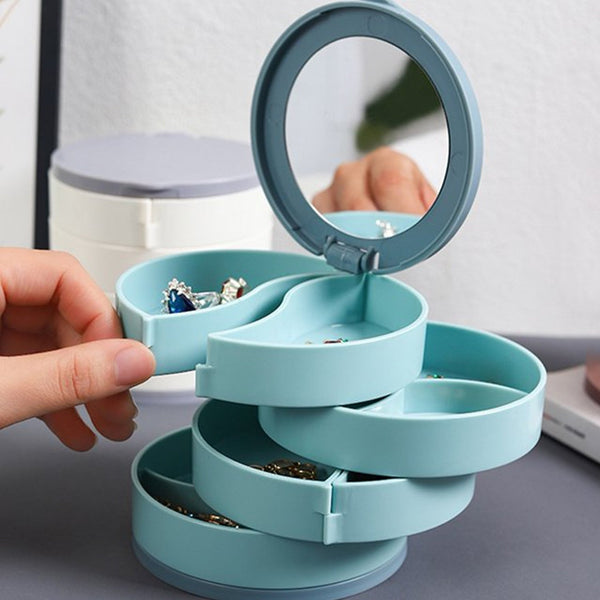 4 Layers Jewellery Box, 360 Degree Rotating Jewelry Box, Jewelry and Earring Organizer