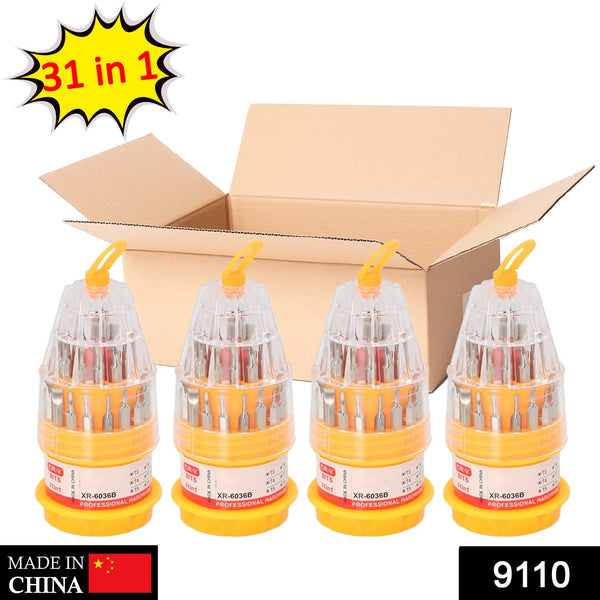 4-piece steel screwdriver set with 30 bits