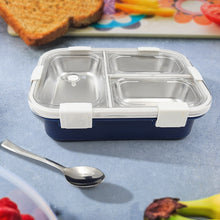 3 Compartment Transparent Stainless Steel Lunch Box for Kids, Tiffin Box