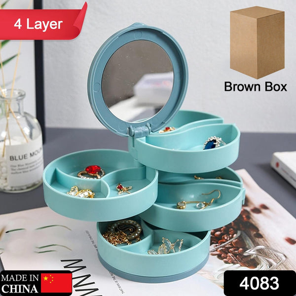 4 Layers Jewellery Box, 360 Degree Rotating Jewelry Box, Jewelry and Earring Organizer