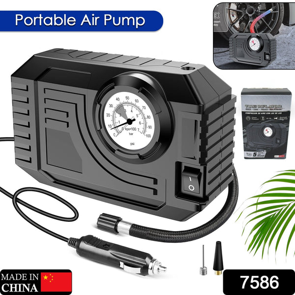 7586 Tire Inflator Portable Air Compressor 12v Small Air Pump For Car Tires Bicycle Balloons Cars Bike Bicycles And Other Inflatables With Led Light (12v)